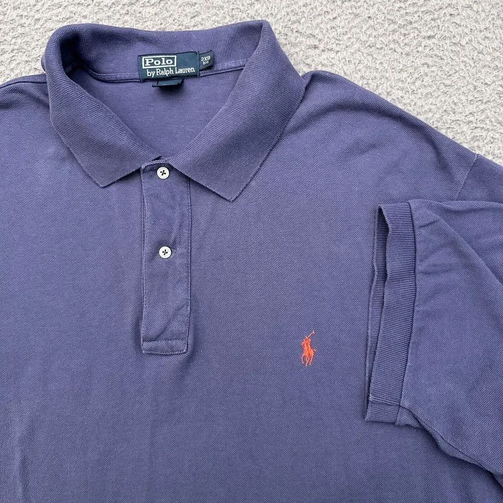 Vintage Polo Ralph Lauren Men's Polo Shirt 2XB Big Blue Golf‎ Stretch Preppy